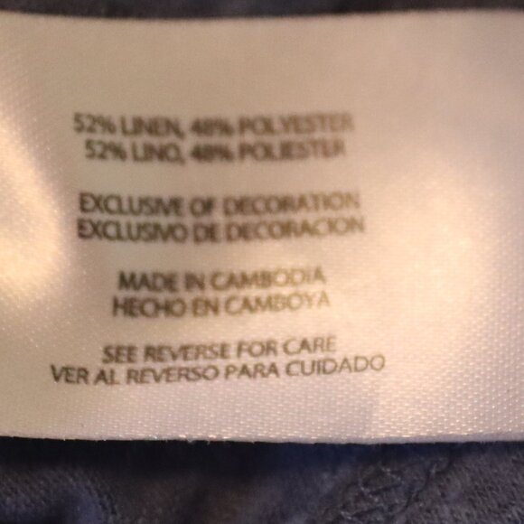 Orvis Heathered Blue 3/4 Sleeve V-Neck Top Linen/Polyester Blend Size Large - Picture 4 of 10